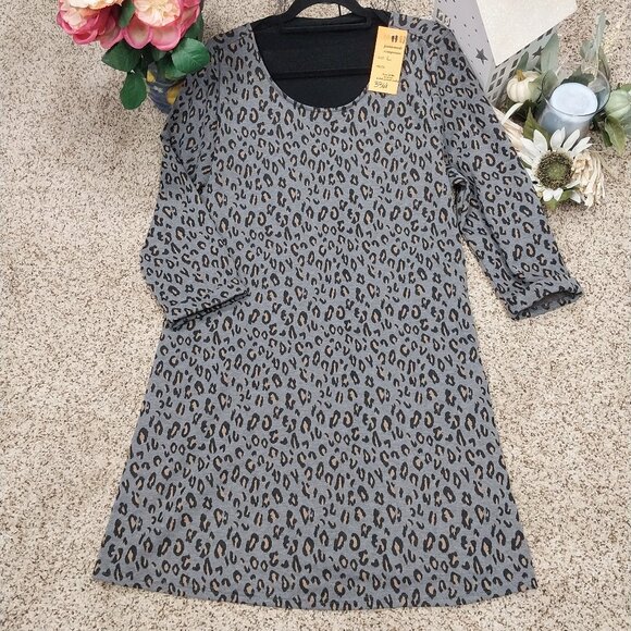 3368 Size Large Black and Grey Leopard Dress - Picture 1 of 5